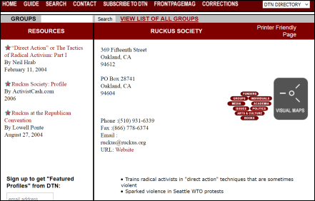 Discover the Networks Ruckus Society